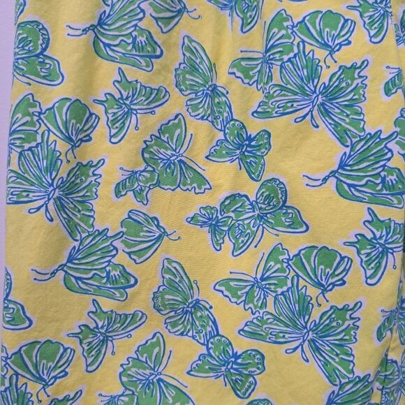 Vintage Lilly Pulitzer Butterfly Print Cotton High Waist Y2K Pants Sz 8 Yellow/G - Picture 10 of 16